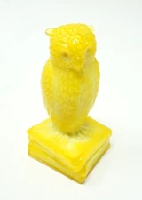 Degenhart Glass Owl LEMON CUSTARD Goonie Bird Opal Marble Yellow Uranium UV #359
