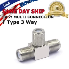 F Type Connector Triple 3 Way Splitter TV RF Coaxial Coax Adapter USA