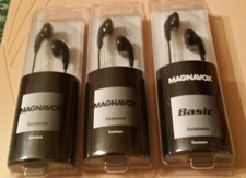 3 PAIR MAGNAVOX EARPHONES - BLACK