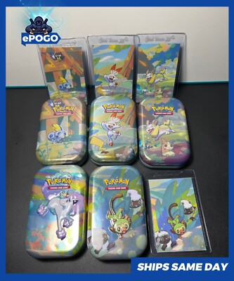 Pokemon TCG Galar Pals Mini Tin Lot of 5 - NO PACKS - 4 Inserts