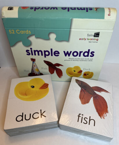 52 Large SIMPLE WORDS Puzzle Cards- Spice Box Early Learning Develop Vocabulary - Picture 1 of 6