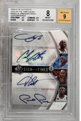 2007 SP LEBRON JAMES , C. ANTHONY, P. PIERCE & V. CARTER AUTO SIGNED BGS #3 of 5