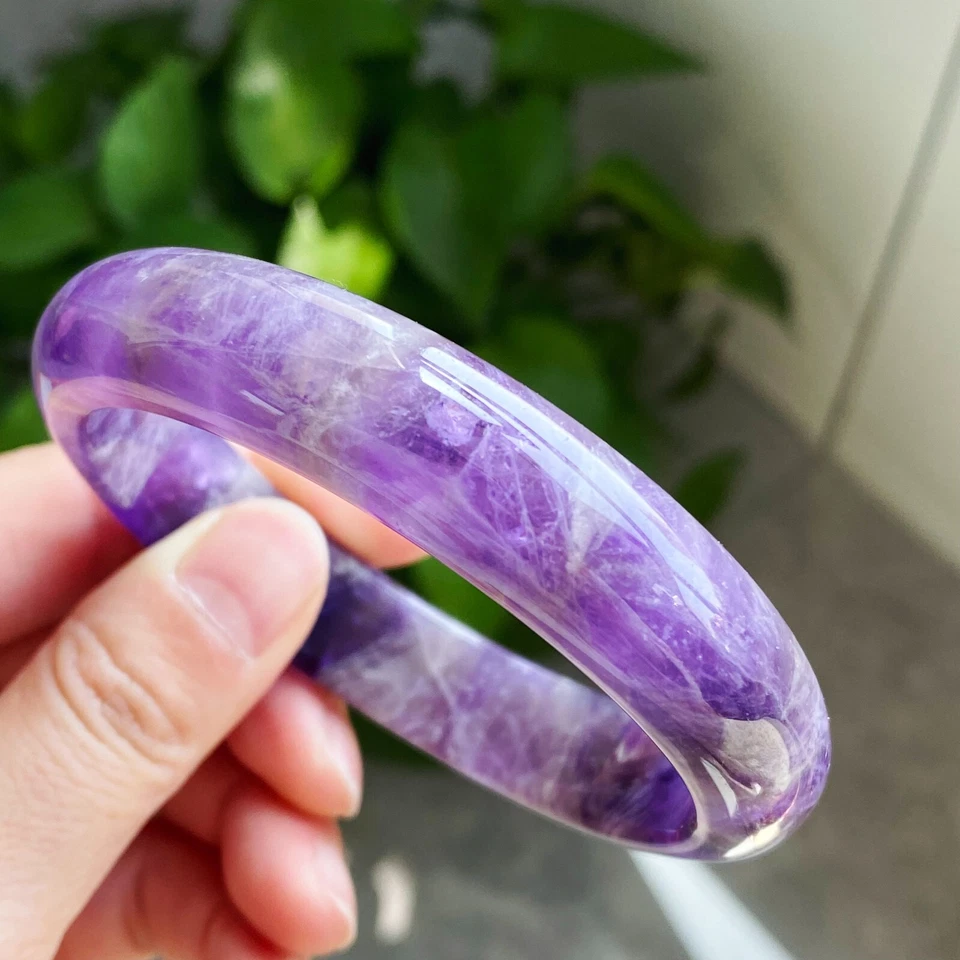 Brazalete de piedras preciosas de cristal amatista púrpura raro natural 62,6 mm AAAA Foto 3 de 4