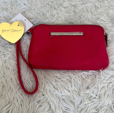 Betsey Johnson Heart Double Zip Wristlet
