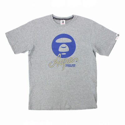Rare Aape By Bathing Ape Workers Union Gray Blue T-Shirt Men's