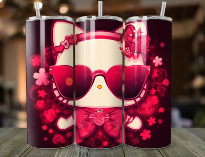 Individueller Hello Kitty 20 Unzen Becher - Edelstahl isoliert mit Strohhalm & Deckel
