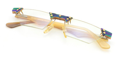 PS SWOPPER 45 Vintage Natural Horn Eyeglasses 3-116-5 8570 Rimless Unique Mul...