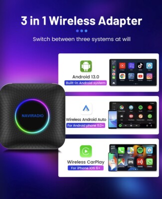 Android 13 Multimedia AI Box 8+128 GB Carplay Android Auto Wireless Naviradio TV