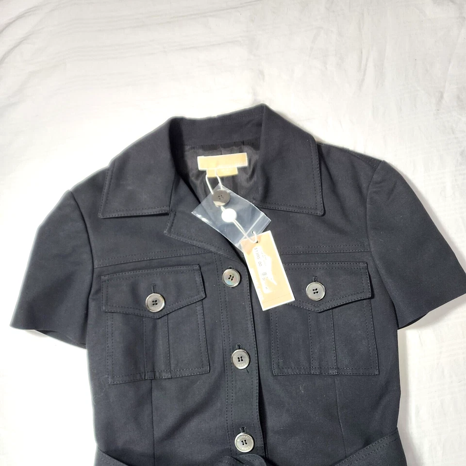 Chaqueta Michael Kors Mujer Talla 2 Negra Manga Corta Blazer con Tirantes Safari Nueva con Etiquetas Foto 2 de 4