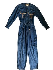 Vintage 1990s Liz Claiborne Dark Denim Jumpsuit Modern Sz 6