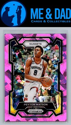 2023-24 Panini Prizm #247 Peyton Watson Prizms Pink Ice