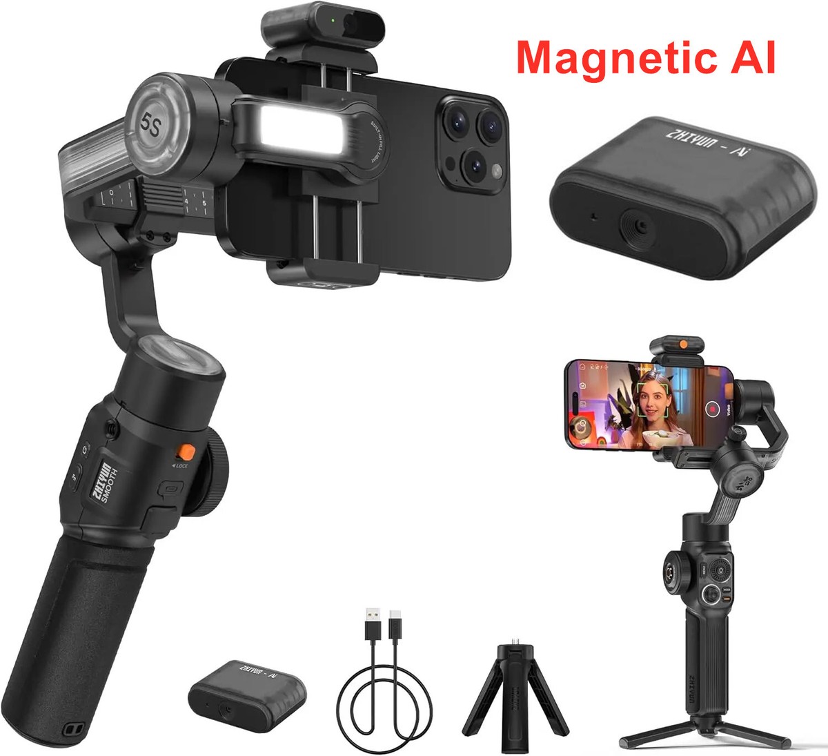 Zhiyun Smooth 5S AI Combo Pro 3-Axis Gimbal stabilizer for