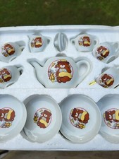 12 Piece Vtg 1970's Childs Porcelain Jaymar Teddy Bear Tea Set in Box 'Sweet'