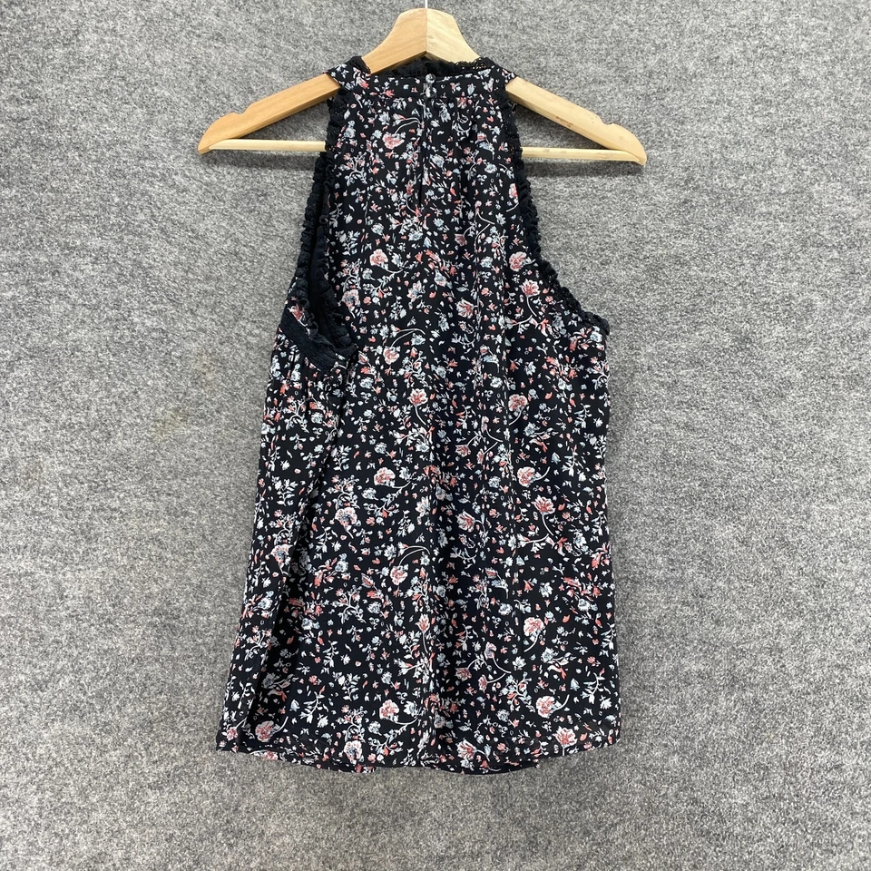 Blusa Maeve Mujer S Pequeña Negra Floral Sin Mangas Correa Ancha Cuello Redondo Forrada Foto 2 de 4