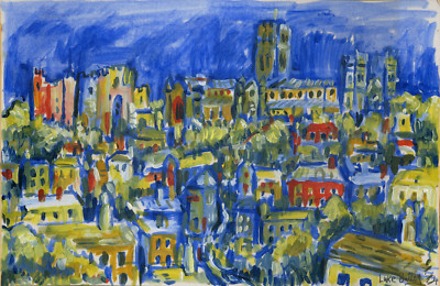 Durham Cathedral, Öl auf Hartfaserplatte, A4 Original Kunstwerk