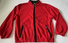 Vintage Global Gold Fleece Jacket Womens Large Red Black Trim Full Zip Pockets