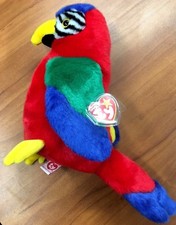 TY Beanie Buddy parrot Jabber, NEW, 3rd gen born 1999, FABULOUS, soft, bright !