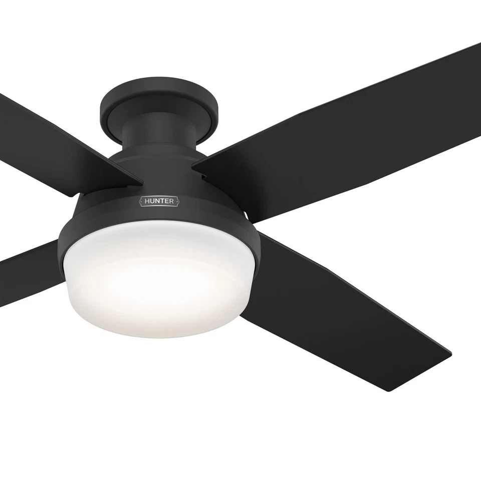 Hunter Fan 52 inch Low Profile Matte Black Ceiling Fan with Remote and Light Kit - Image 3 of 4