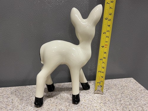Vintage Ceramic Porcelain 7” White Fawn Deer Figurine - Picture 2 of 6