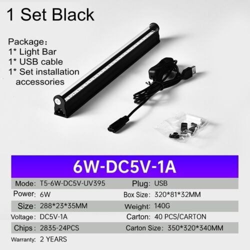 6W USB UV LIGHT BLACKLIGHT BAR FOR BODY PAINTING BLACKLIGHTS TAPESTRY POSTER GLO