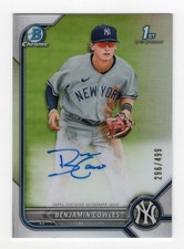 2022 Bowman Chrome Prospect Refractor /499 Benjamin Cowles Auto Autograph