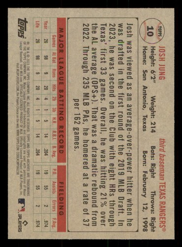 2023 Topps Archives #10 Josh Jung RC - Picture 2 of 2