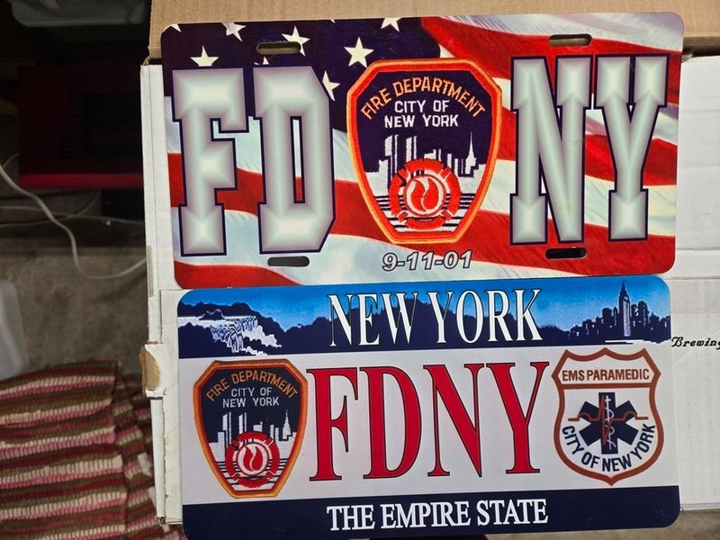 FDNY 9/11/01/ Paramedic Plastic License Plates (2)