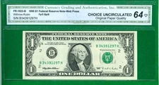 $1 1995 1 B/H BLOCK (w) NEW YORK P-6-5-8 CHOICE UNCIRCULATED 64 OPQ WEB NOTE