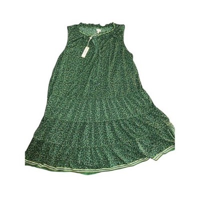 MAX STUDIO 1X Green Floral Tiered Midi Dress Sleeveless Ruffle Neck Cottage  NWT | eBay