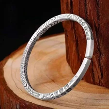 Mens Vintage Open Bangle 925 Sterling Silver Handmade Twisted Cuff Bracelett.