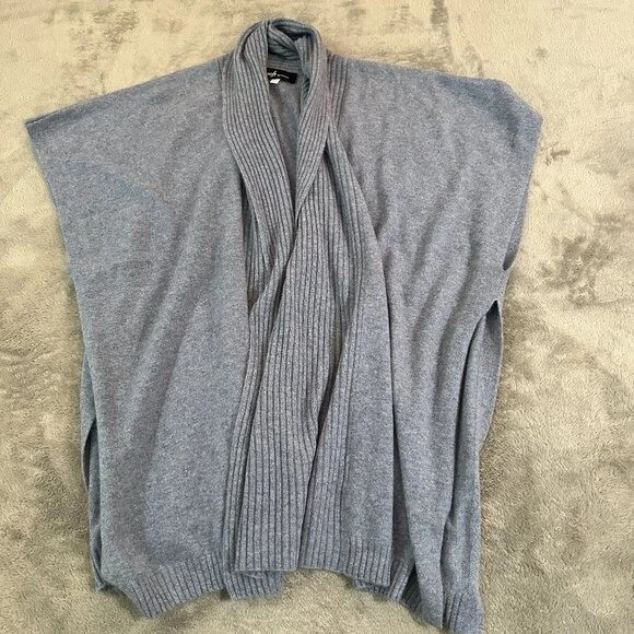 Soft by Naadam 100% Cashmere Blue Open Cardigan Sweater Medium Large M/L Poncho