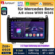 2+64GB Carplay Android14 Autoradio GPS Navi BT F&uuml;r Mercedes-Benz A/B-Klasse W245