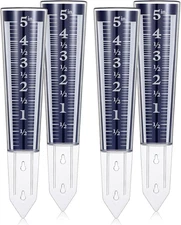 Yexiya 4 Pcs 5 Inch Capacity Rain Gauge Outdoor Easy to Read Acrylic Rain Gauges