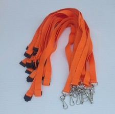 10 Pack - Wide Flat Lanyard with Breakaway Clasp  Swivel J Hook - ORANGE