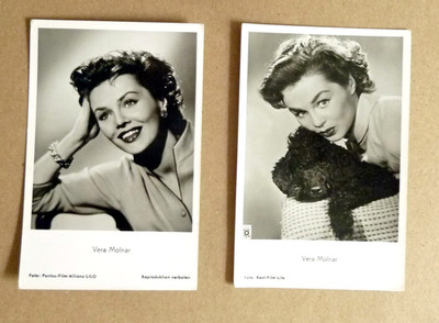 VERA MOLNAR Rüdel-Verlag 2x Star-Postkarte/Fotokarten Kino Film Retro Postcards