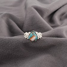 Genuine Spiny Oyster 925 Sterling Silver New Band Engagement Mother Ring Jewelry