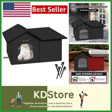 Weatherproof Insulated Outdoor Cat House with Mat, Clips, Easy Setup