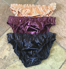 3 PCS PANTY LOT Bundle Med Second Skin SATIN Buttery soft Bikini Panties 135
