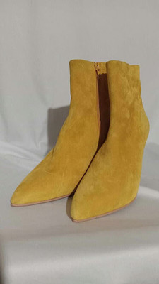 Women Retro Formal Lisa Vicky Yellow Zip Up Heels Size 8 Brand New