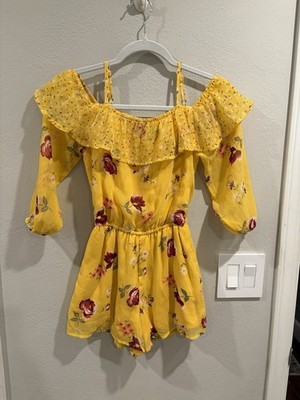 Abercrombie Kids Girl's Floral Print Off the Shoulder Ruffle Romper size 11-12