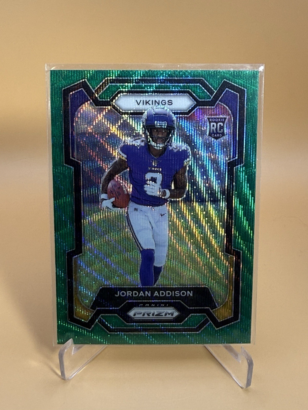 2023 Prizm JORDAN ADDISON #368 GREEN WAVE Prizm ROOKIE Card SP - Vikings