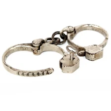 Antique 1887 Tower Pinkerton Handcuffs, Detective Handcuffs with Key