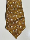 LANCEL Paris Tie Mens Brown 100% Silk Necktie 59” X 3.75” Horses Anchors VTG — photo 4