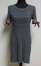 Tommy Hilfiger Striped Tie Sleeve T-Shirt Dress Navy White Sz S/P Small