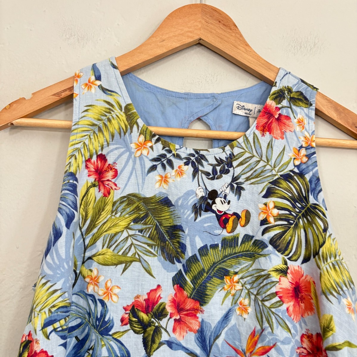 Disney Tommy Bahama Mickey Dress Women Size Small Blue Linen