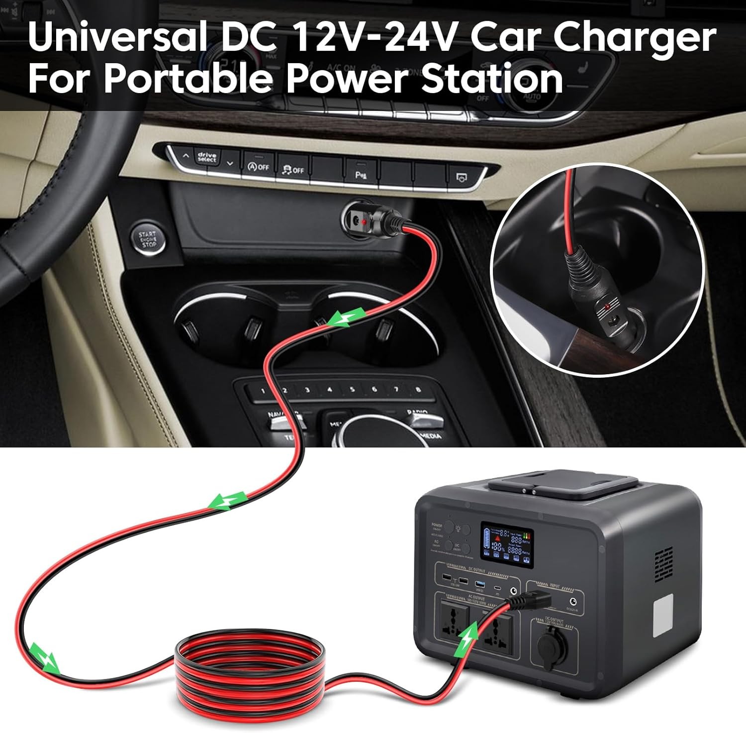 14AWG XT60 Female Connector to Cigarette Lighter Male Adapter connector 