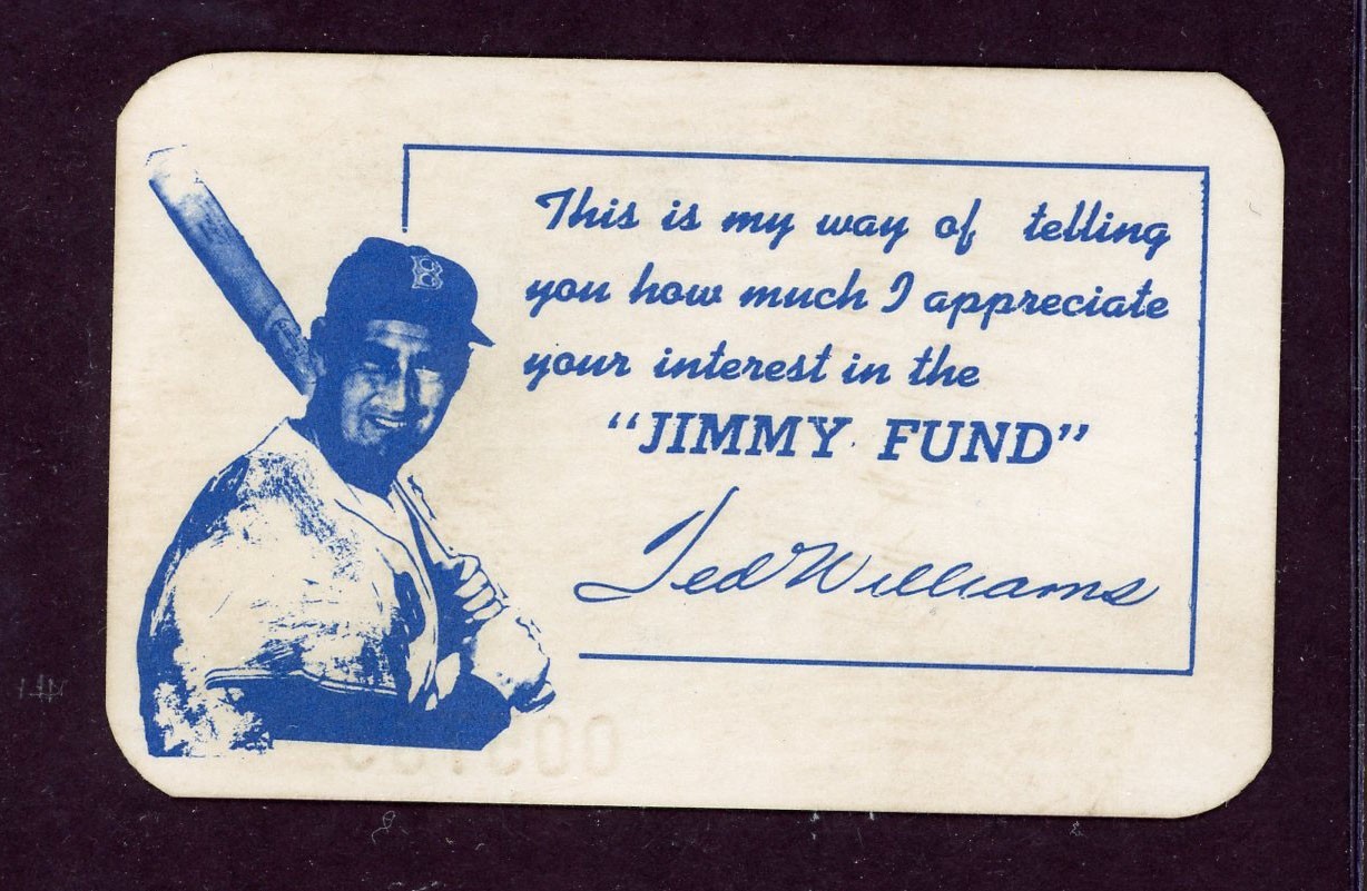 1959 Jimmy Fund Membership card Ted Williams Joe Cronin Red Sox