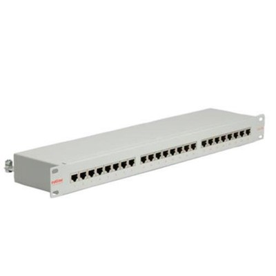 ROLINE Netzwerk Patchpanel 19Zoll 24Port 24xRJ45 Cat5e geschirmt 19'' Rack grau