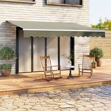 Image of Retractable Awning Manual Outdoor Garden House Canopy Patio Sun Shade Shelter UK