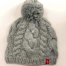 EMS Eastern Mountain Sports Gray Knit Pom Hat Red Tag